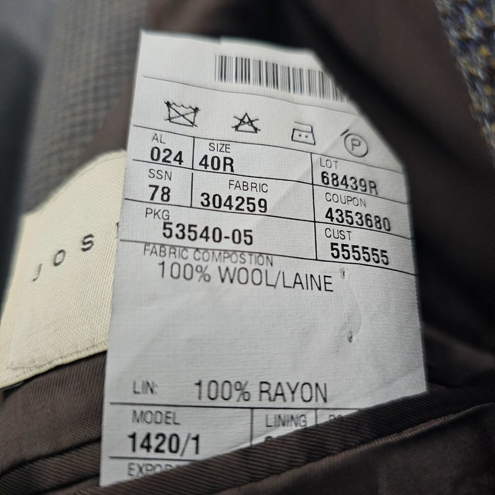 Joseph Abboud 40R Brown HT 3-Button Sport Coat Blazer Jacket B683 - Picture 10 of 11